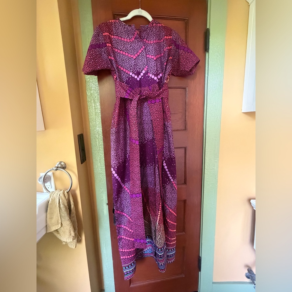 ELISAMAMA NIGERIAN SPOTTED SUNSET DRESS WITH SASH